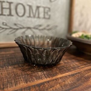 Vintage Libbey Smoky  Glass Diamond Scroll Serving Bowl MCM 2qt/64oz.